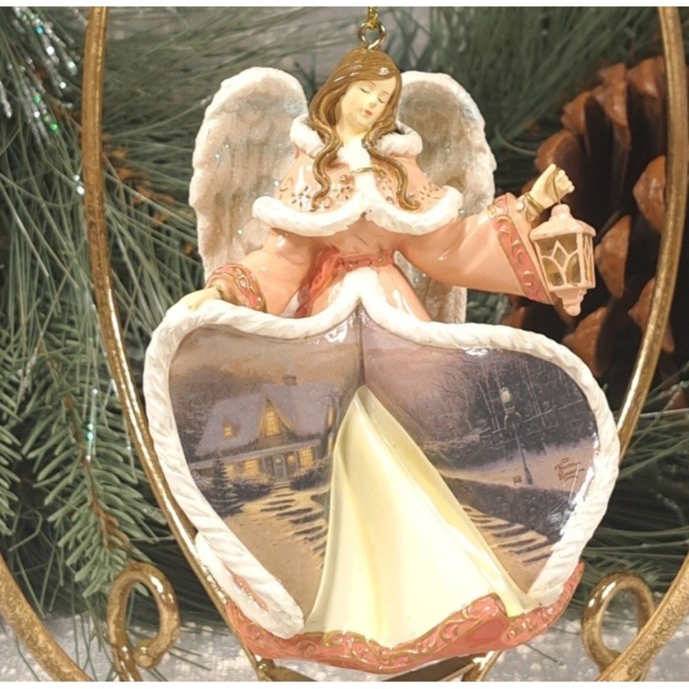 Thomas Kinkade Winter Angels of Light 2005 Orange Ornament Collection Christmas